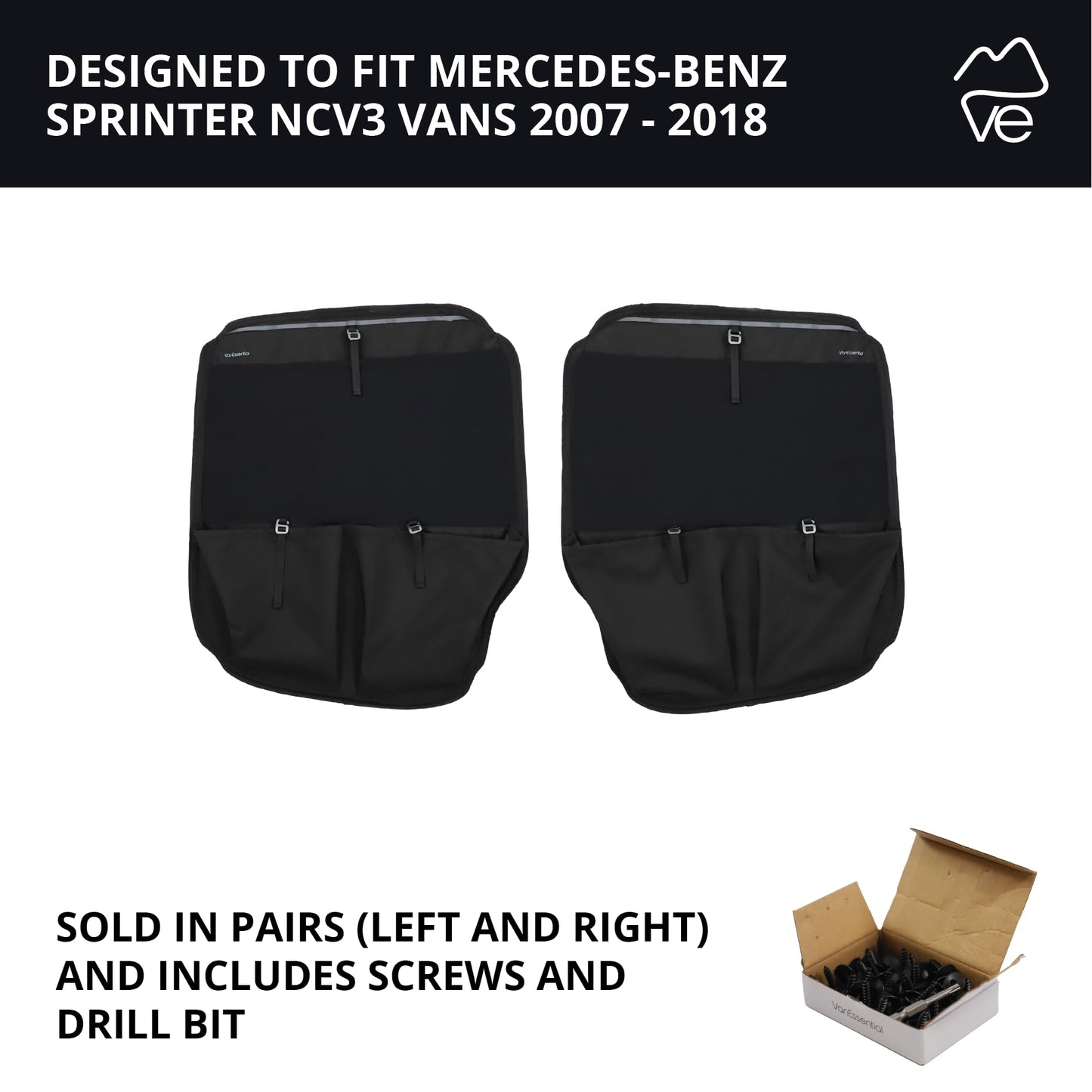 VanEssential Rear Door MIDDLE Storage Panels (Pair) Designed for Mercedes-Benz NCV3 Van (Years 2007-2018)