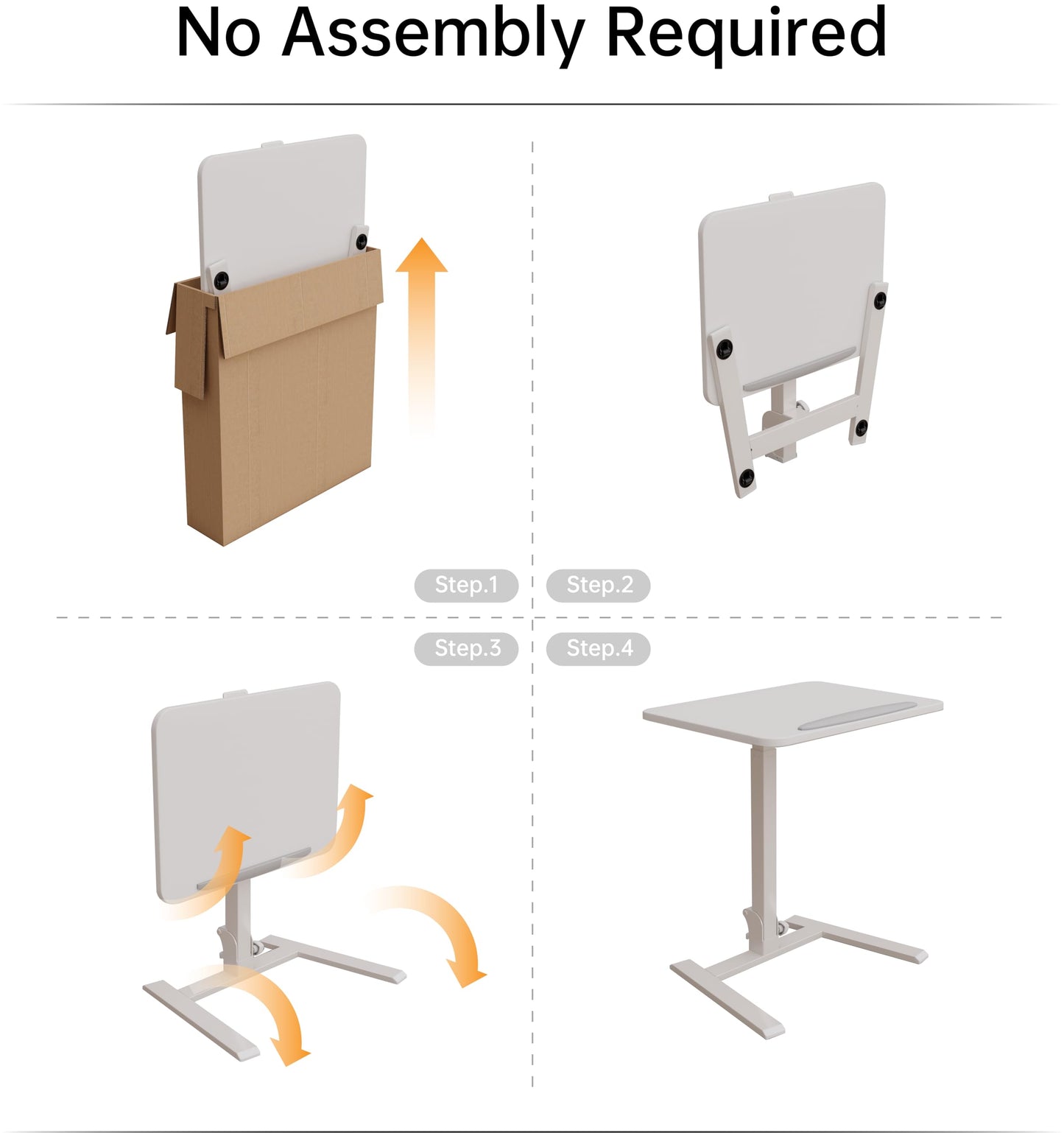 alawooder 25 Inch Mobile Folding Desk - No Assembly, Pneumatic Sit-Stand, 29-42" Height Adjustable Rolling Laptop Desk with Hidden Wheels, 0-90° Tilt Top for Home Office, Craft & Study