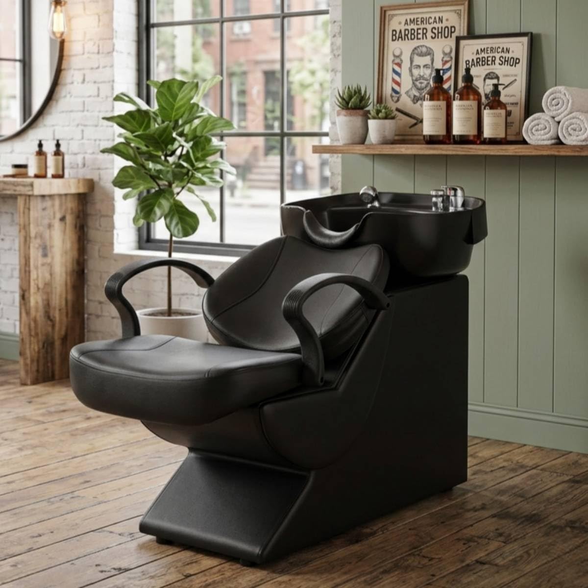 New Backwash Barber Chair ABS Plastic Shampoo Bowl Sink Unit Station Spa Salon Equipment,Black