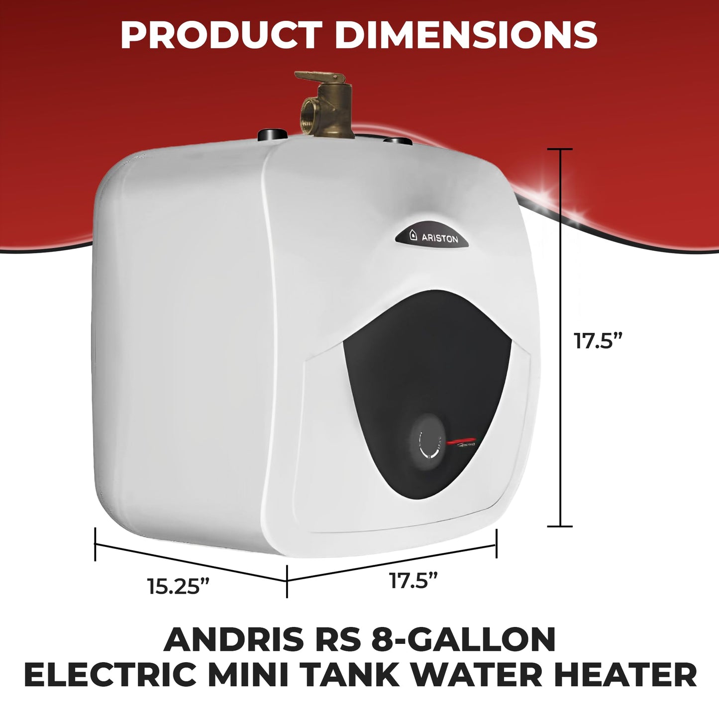 8 Gallon Capacity, 120-Volt – Ariston Andris Mini Tank Electric Water Heater – Heating Solution for Under Sink, RV, and Compact Spaces, Smart Boost for Versatile Heating, Simple Installation