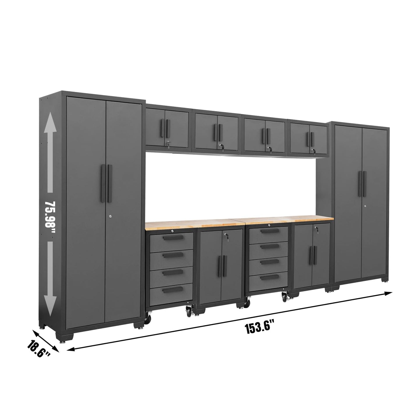 Torin 12 Piece Garage Storage Cabinet System，Workshop Cabinet Set in Black