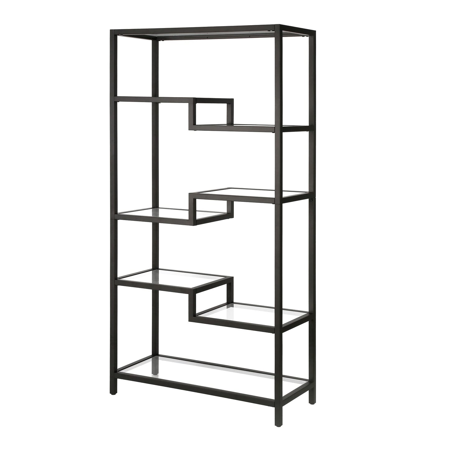 Henn&Hart 68" Tall Rectangular Bookcase in Blackened Bronze, for Home Office, Living Room