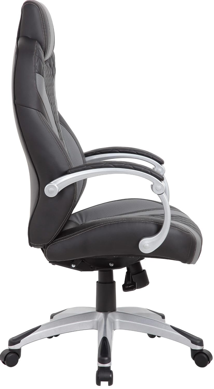 Boss Office Products Executive Hinged Arm Chair in Black/Grey