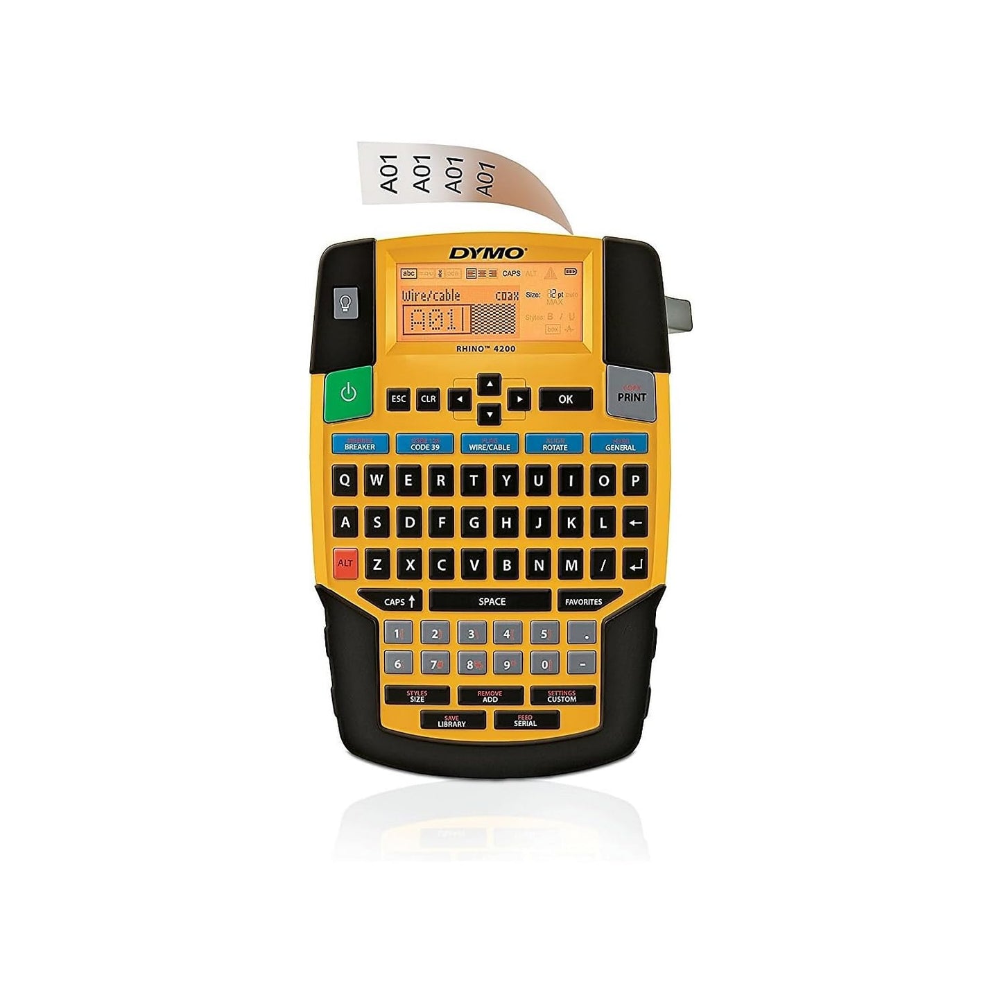 DYMO Rhino 4200 Industrial Label Maker Carry Case Kit with 1 Roll of 1/2" All-Purpose Vinyl Labels, Black on White