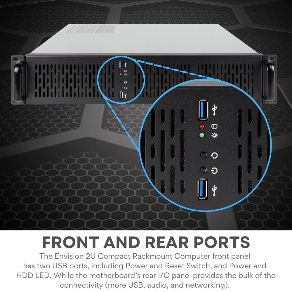 Quiet Rackmount Computer (3.8-4.6GHz AMD Ryzen 7 5700G CPU, 32GB RAM, 1TB SSD, W11 Pro) - 2U Rack Mount Server or Workstation Desktop PC for Home or Business
