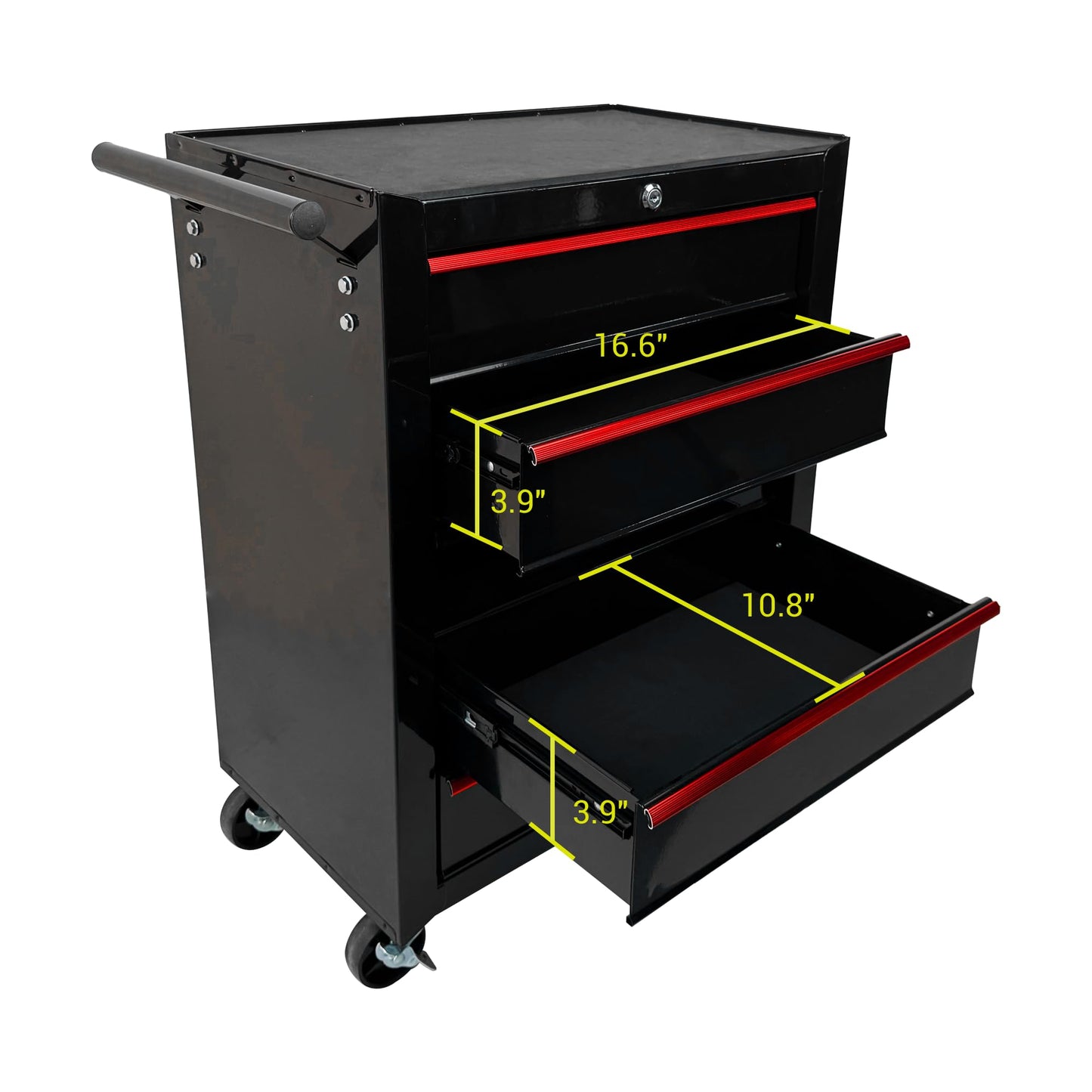 KEIKI 20 Inch Rolling Metal Tool Chest with 5 Drawers, Portable Metal Tool Box with Locking Drawers, Ball Bearing Slides Mobile Storage Cart Organizer for Garage Workshop Warehouse, Black