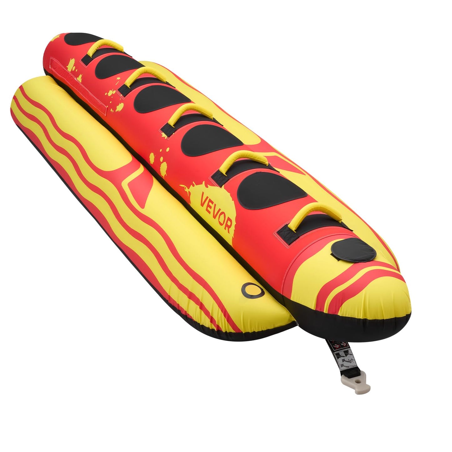 VEVOR Towable Tubes for Boating, 5 Riders Inflatable Boat Tubes and Towables, 850 lbs Capacity Water Sport Tube for Boat to Pull - with Full Nylon Cover, Padded Grip Handles & Safety Valve
