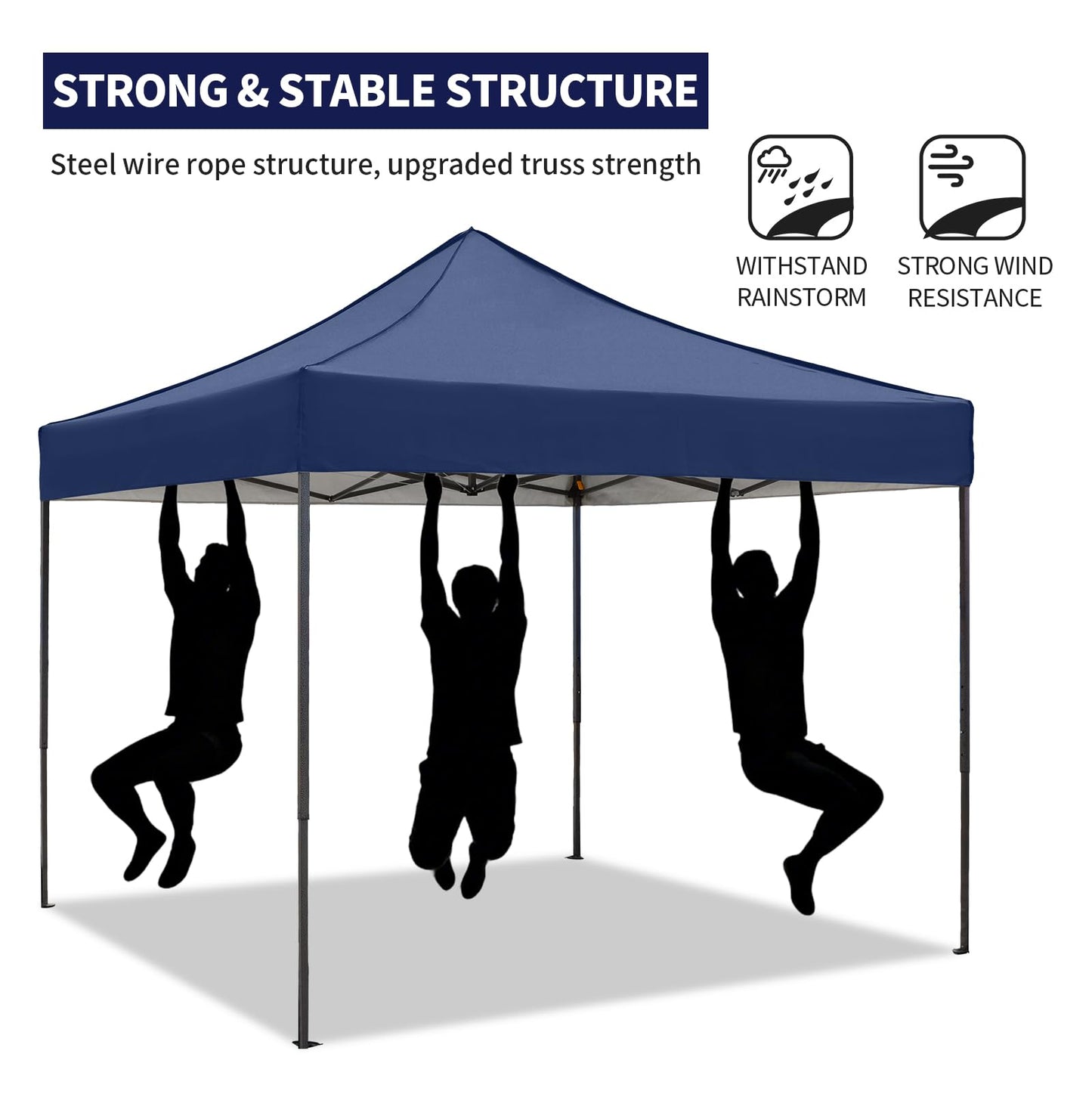 10x10 Pop up Canopy Tent with Sidewalls,Heavy Duty Waterproof Sun Shade Canopy Easy up Canopy with Wheel Bag Commercial Gazebo Tent for Outdoors Parties Vendors Camping Beach (Navy Blue)