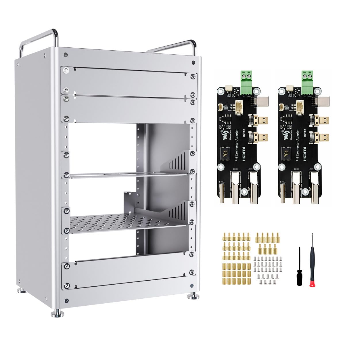 Waveshare HomeRack 8U Server Cabinet Basic Kit, 10inch Desktop All Aluminum Alloy Rack, High Compatibility