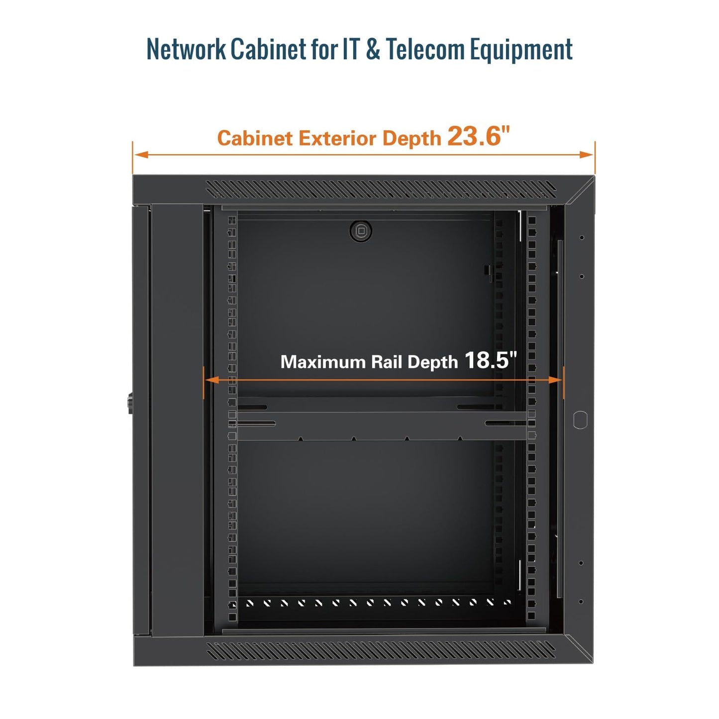 Tecmojo 18U Wall Mount Rack,18U Rack 23.6 Inch Depth,Hold Up to 176 Lbs,Enclosed Wall Mount Rack Kit for 19 Inch Network,Server and AV Gear,Glass Door(Elite Collection)