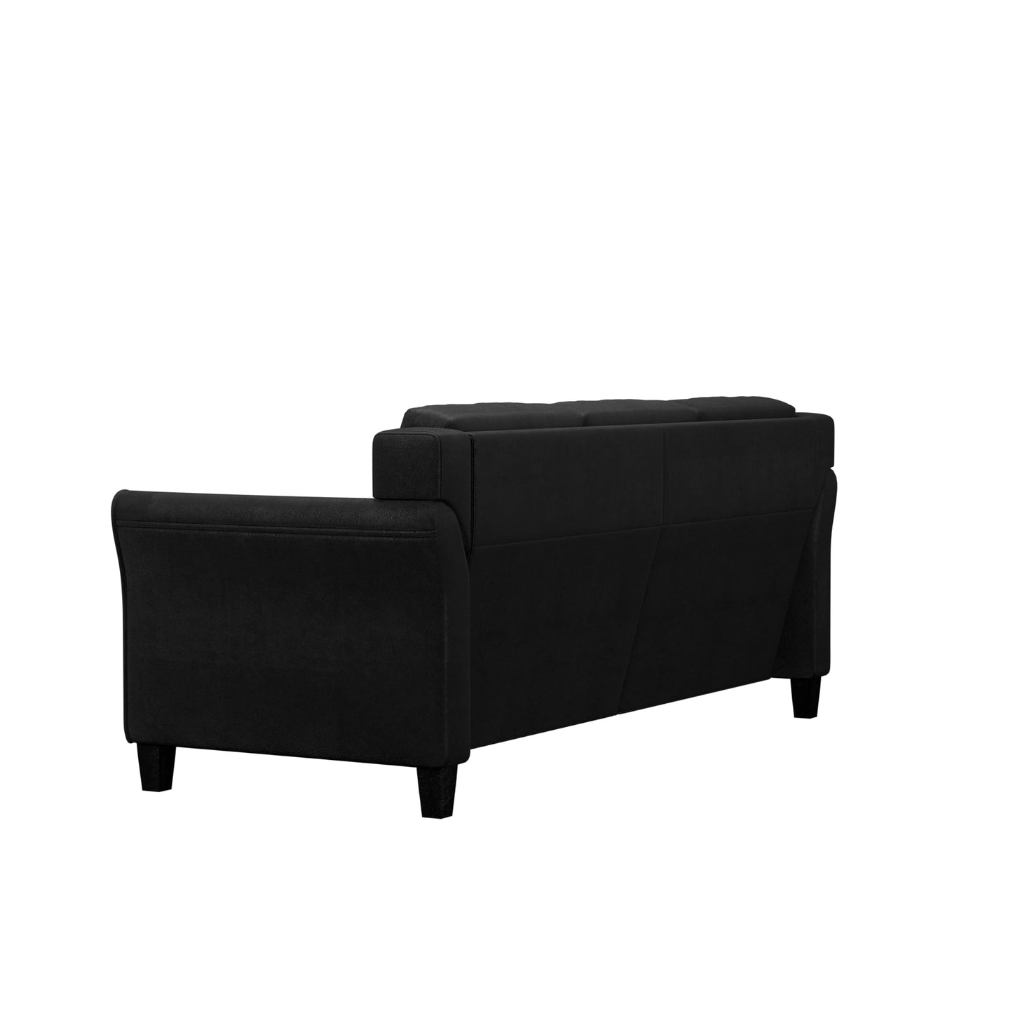 Studio Living Harrington 80.3" Sofa, Transitional Modern, Pocket Coil Comfort, Easy Assembly, Microfiber Fabric, Black