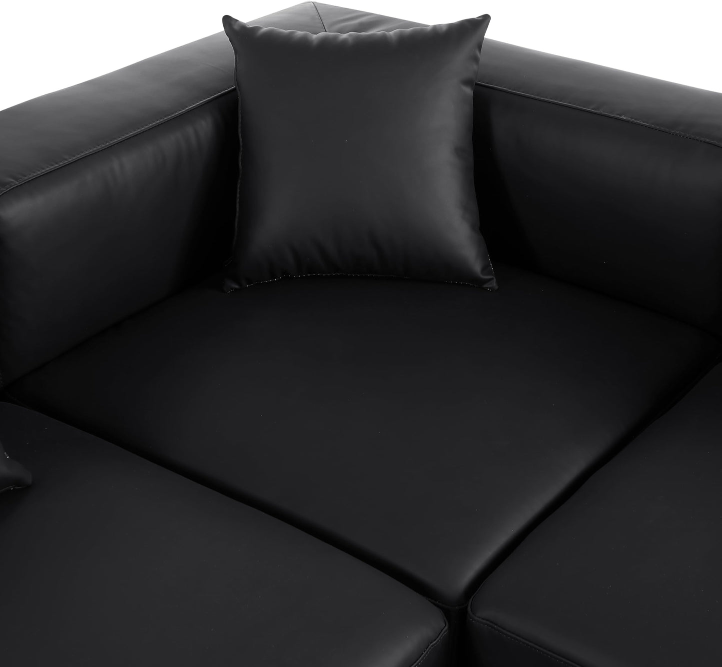 Meridian Furniture 668Black-Sec5D Cube Collection Modern | Contemporary Modular Sectional with Soft Black Vegan Leather, Modular to Create Infinite Configurations, 144" W x 72" D x 26" H, Black