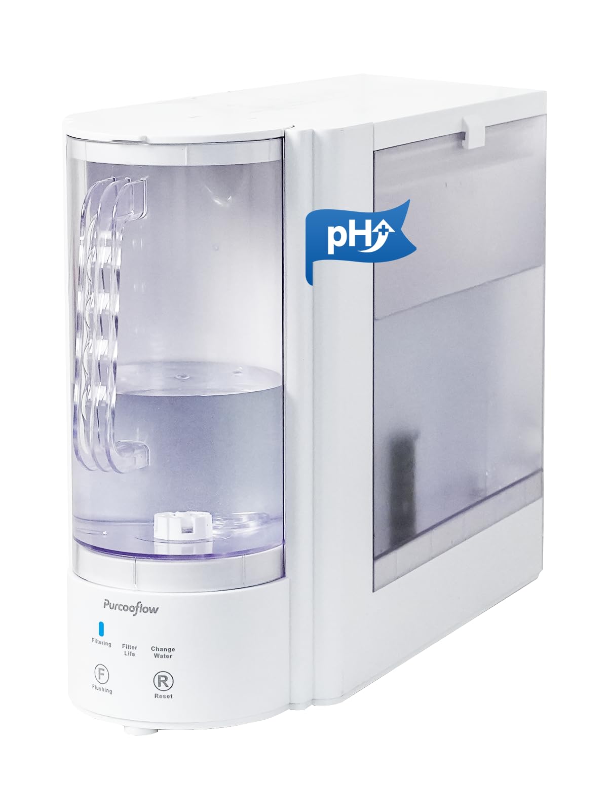 Purcooflow Countertop Reverse Osmosis Water Filtration System, Alkaline, Compact Auto-Fill Dispenser for Home, 4-in-2 Water Purifier, 3.5:1 Pure to Drain Ratio, No Plumbing Required,