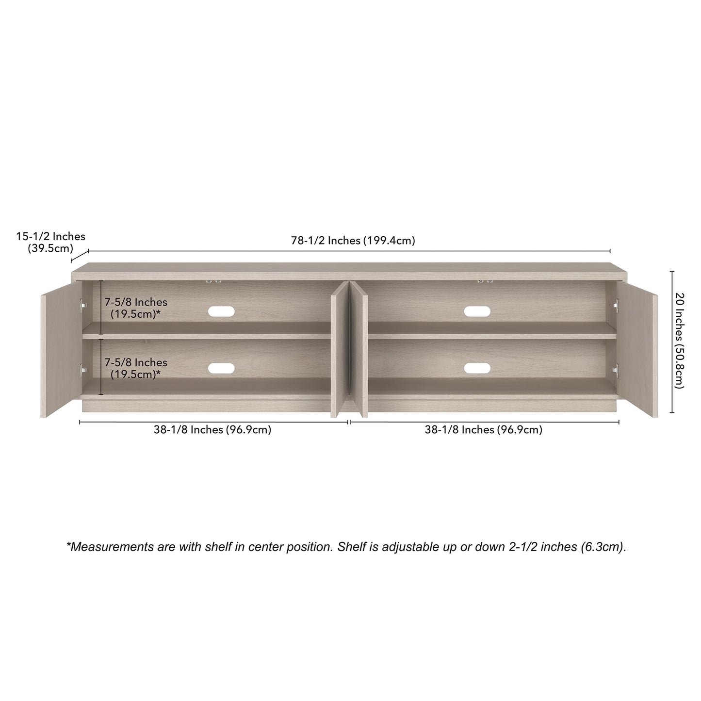 Henn&Hart Fluted TV Stand for TVs up to 85" with 2 Concealed Ribbed Storage Cabinets and Adjustable Shelves for Living Room, Family Room, or Office, Beech White