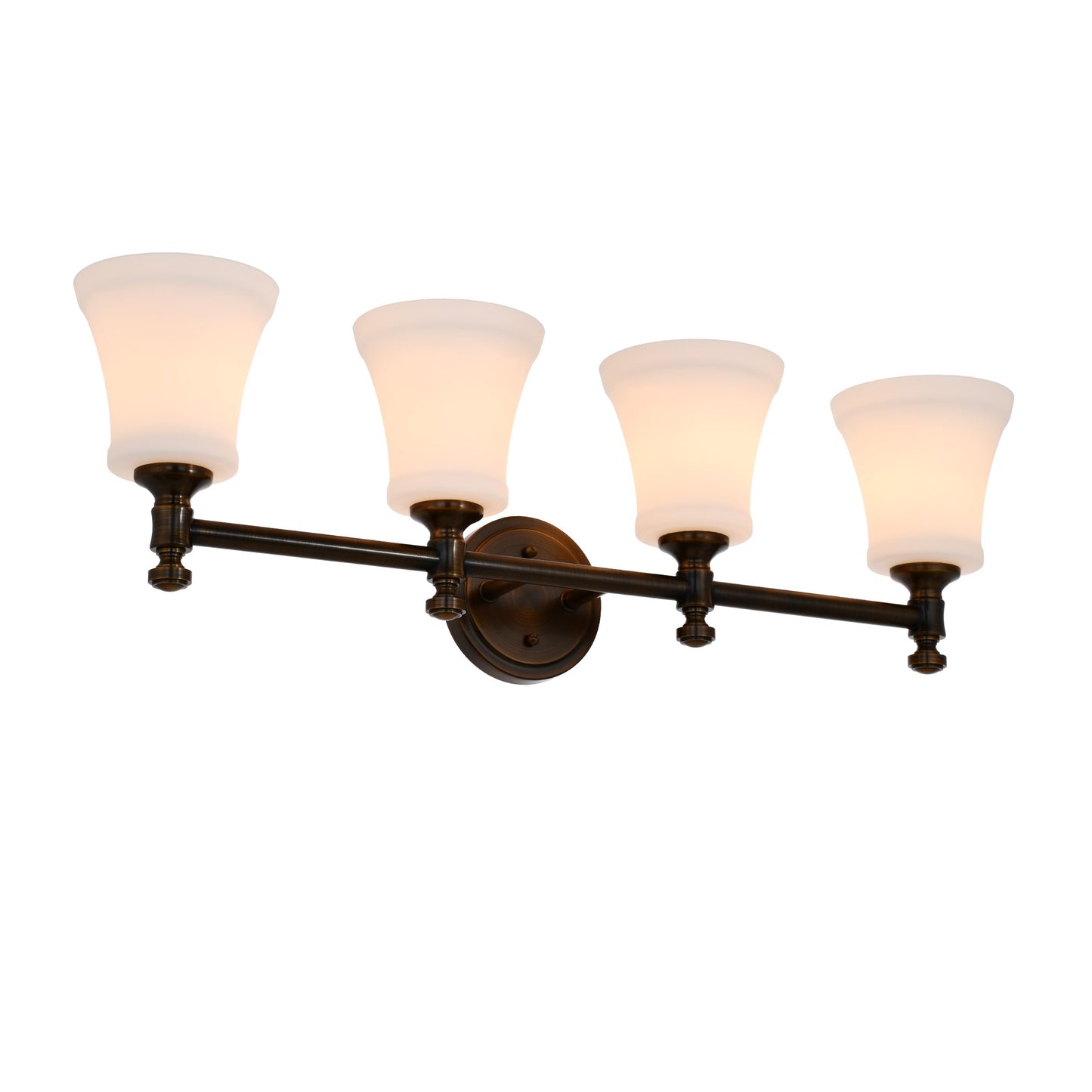 Antique Bronze Bathroom Vanity Light Fixtures, Traditional 4 Lights Wall Sconce Lighting with Large Opal Glass Shade, Porch Wall Mount Light Fixture for Bathroom, Mirror Cabinets Hallway Stairs