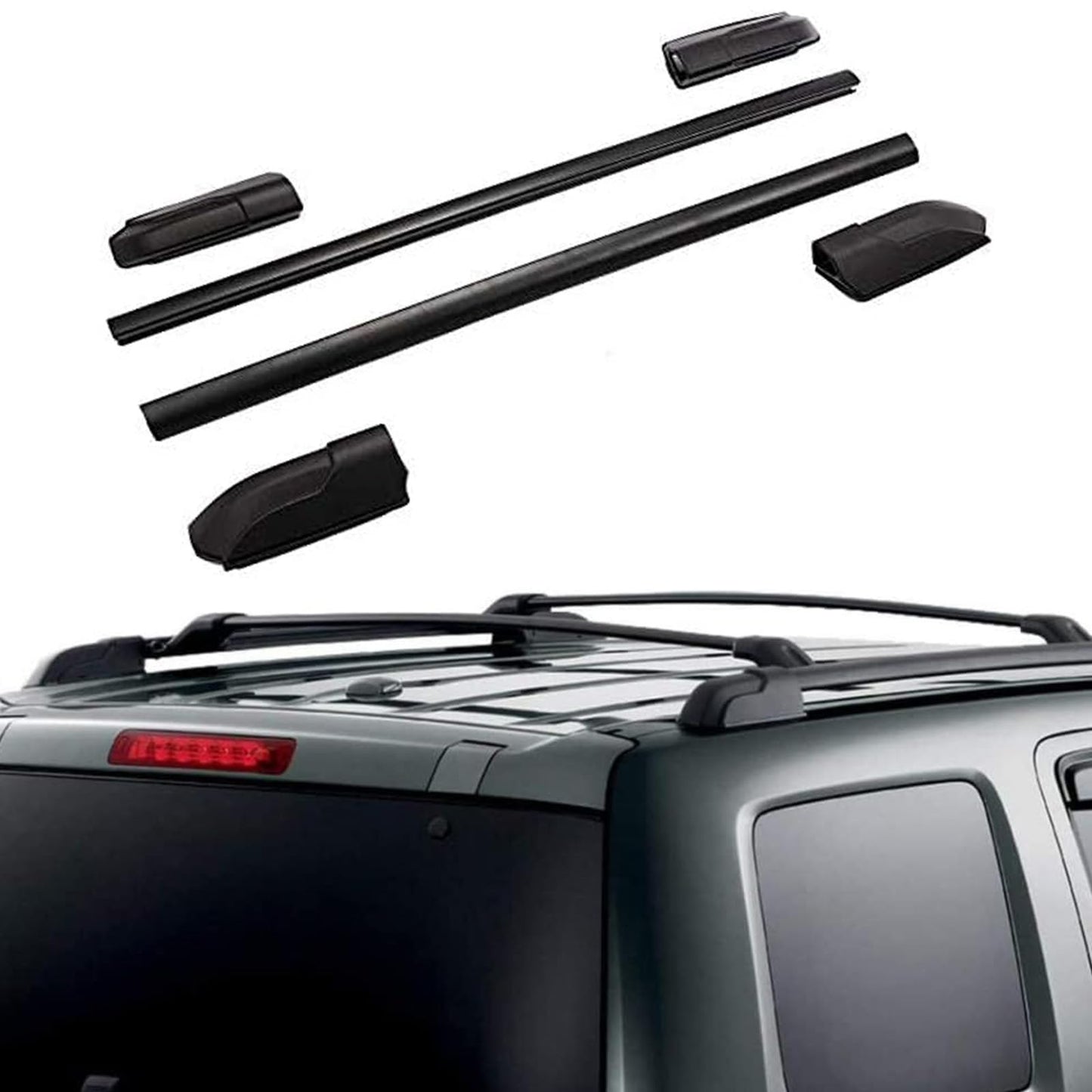Roof Rack Side Rails Cross Bars Kit Compatible with Honda Pilot 2009-2015 | Aluminum Black Roof Luggage Carrier (4Pcs)