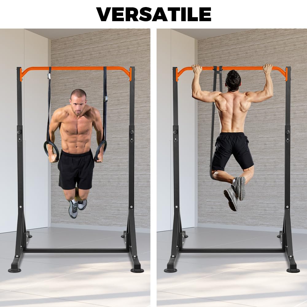 ONETWOFIT Pull Up Station, Power Tower Adjustable Pullup Bar Multifunction Strength Training Workout Gym Equipment Free Standing Chin up Bar for Home Outdoor, Support 440LBS (Orange)