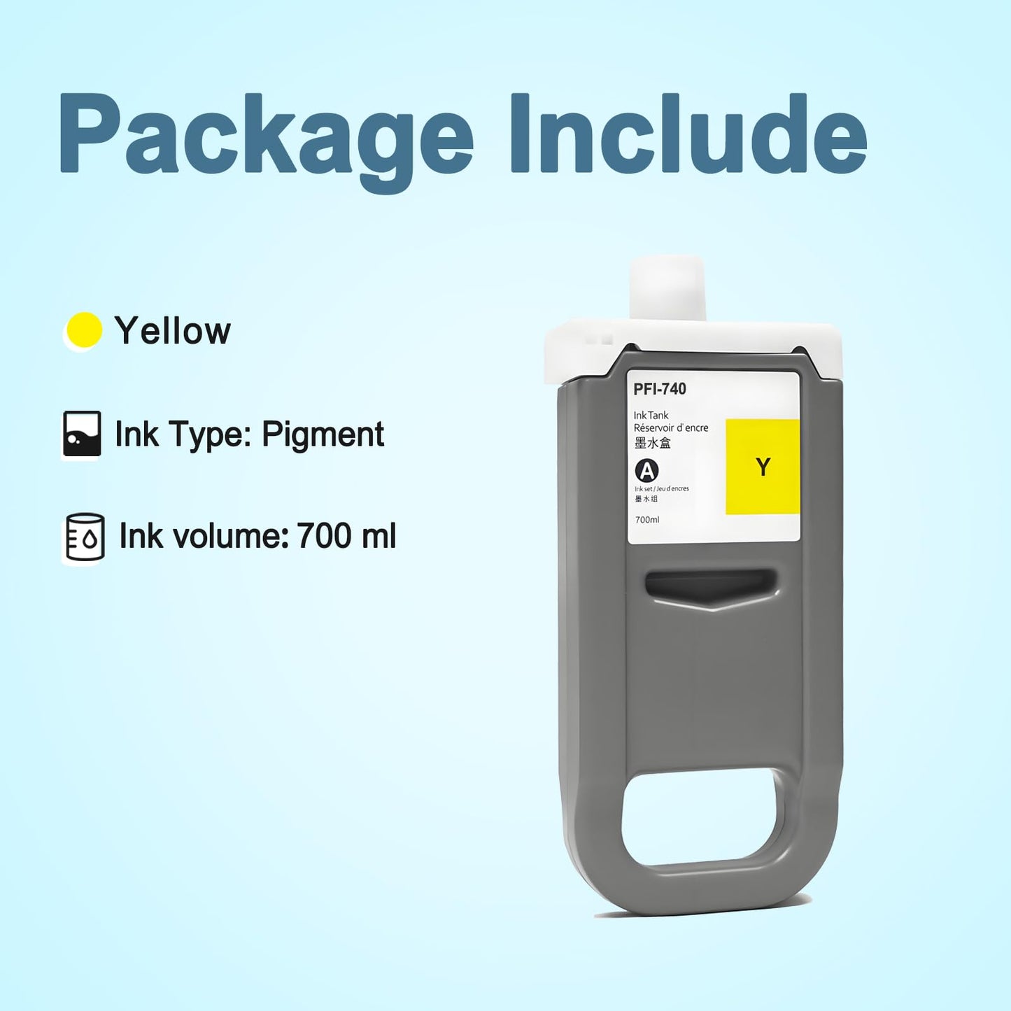 KSUMEI PFI-740Y Ink Cartridge Yellow PFI-740 Replacement for Canon imagePROGRAF TZ-30000 TZ-30000 MFP Printer (1-Pack, 700ml)