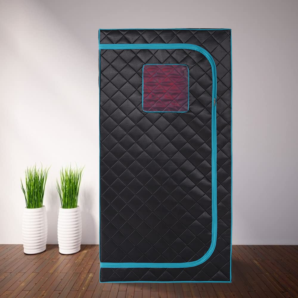 Smartmak Portable Infrared Sauna Box with 660nm Red Light Therapy Lamp for Home, Personal Indoor Full Body Dry Sauna Spa Tent, Relax Saunas with 6 Heaters, Heated Foot Pad, Remote, Chair, Blackgreen