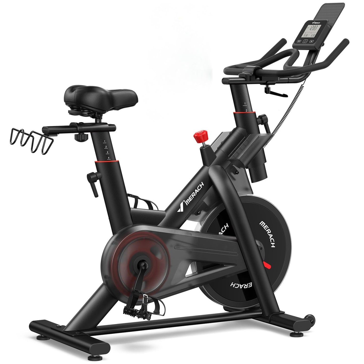 Merach Magnetic Exercise Bike for Home Gym, Low Noise Stationary Bike with Soft Seat Cushion, Indoor Workout Bike with 350 lbs Weight Capacity, Spinning Bike with Self-Developed App, Tablet Mount