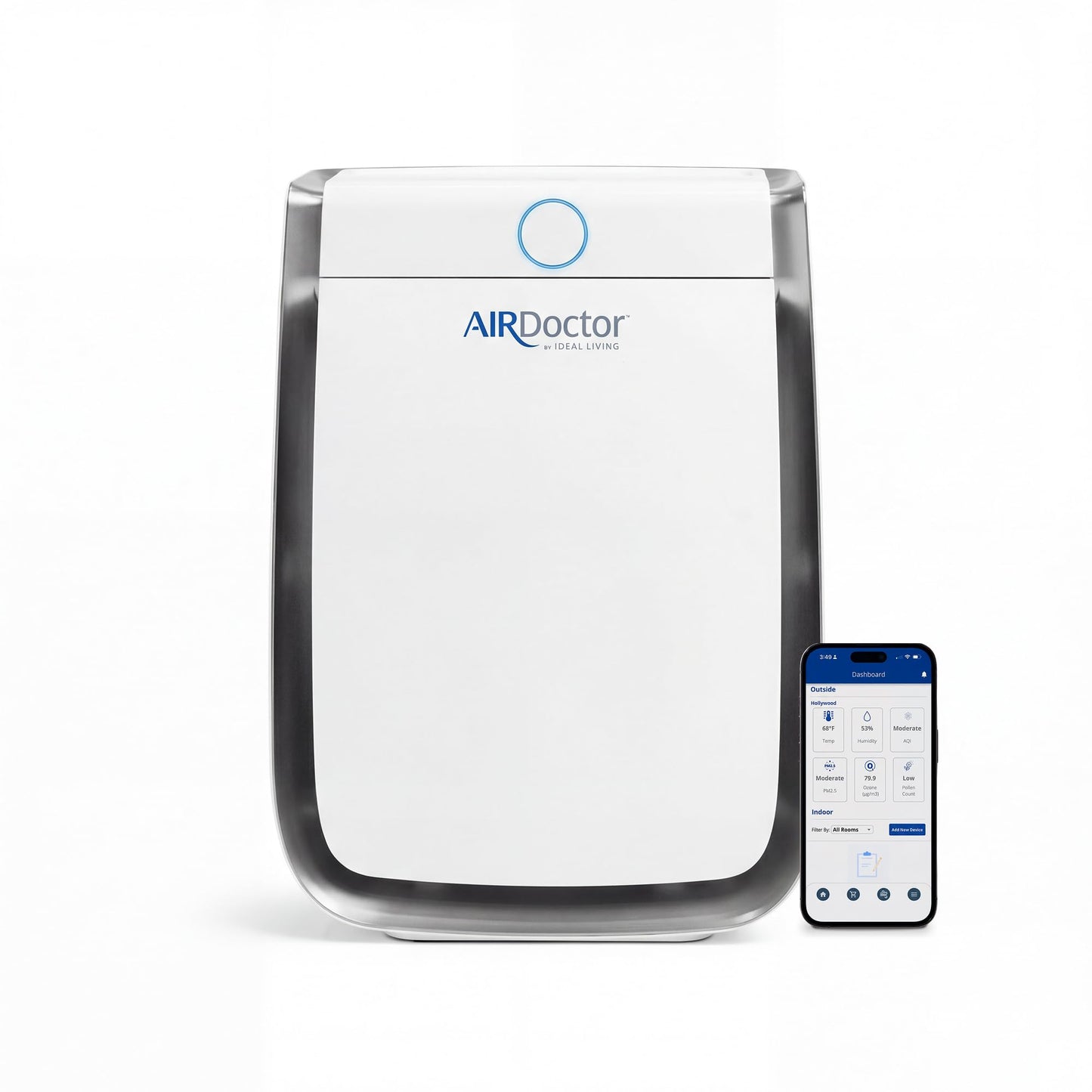 AIRDOCTOR AD3500 Smart App Air Purifier. Cleans Bedrooms, Large Rooms Up to 2,520 ft2. Remove Allergens, Smoke, Dust, Mold, Pet Hair, Odors, Pollen. Hospital-Grade UltraHEPA, Premium Carbon Filtration