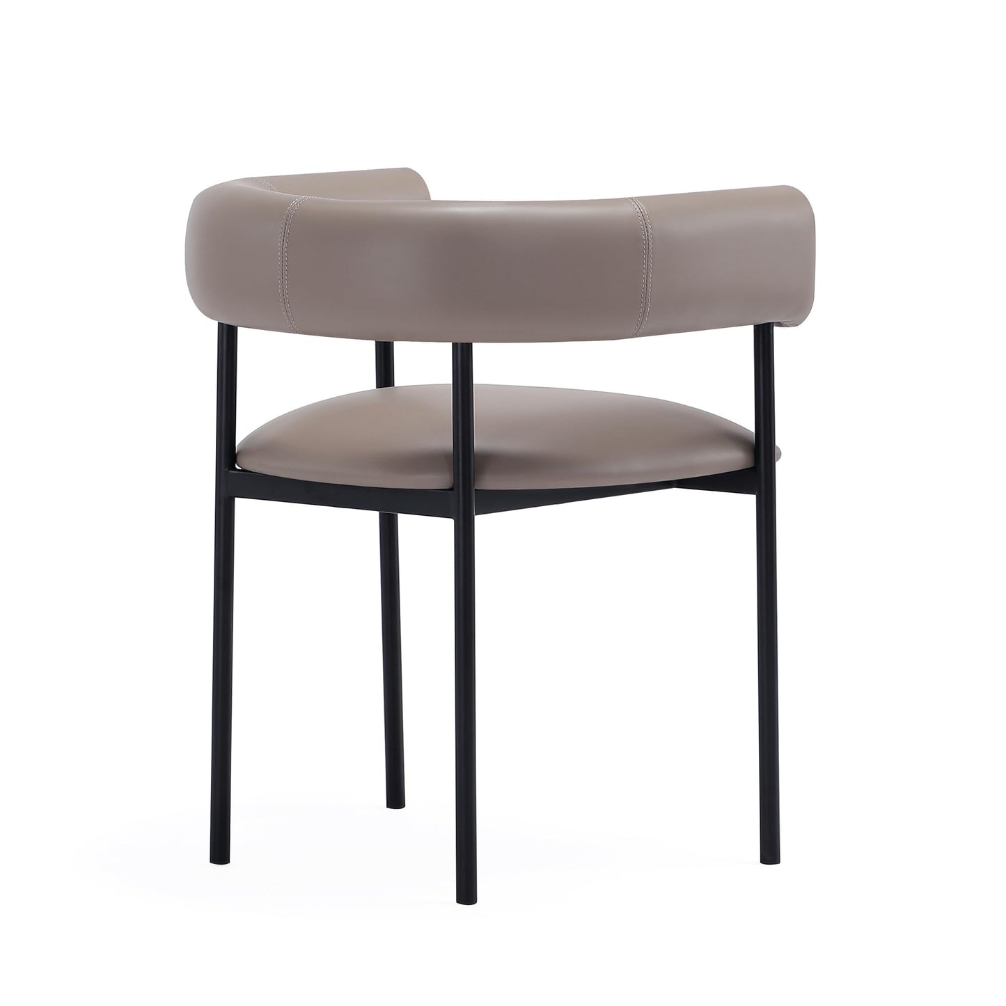 Manhattan Comfort Onda Dining Chair Upholstered in Vegan Leather, Metal Frame with Wraparound Backrest, Modern Seating for Kitchen Counter and Table, Taupe