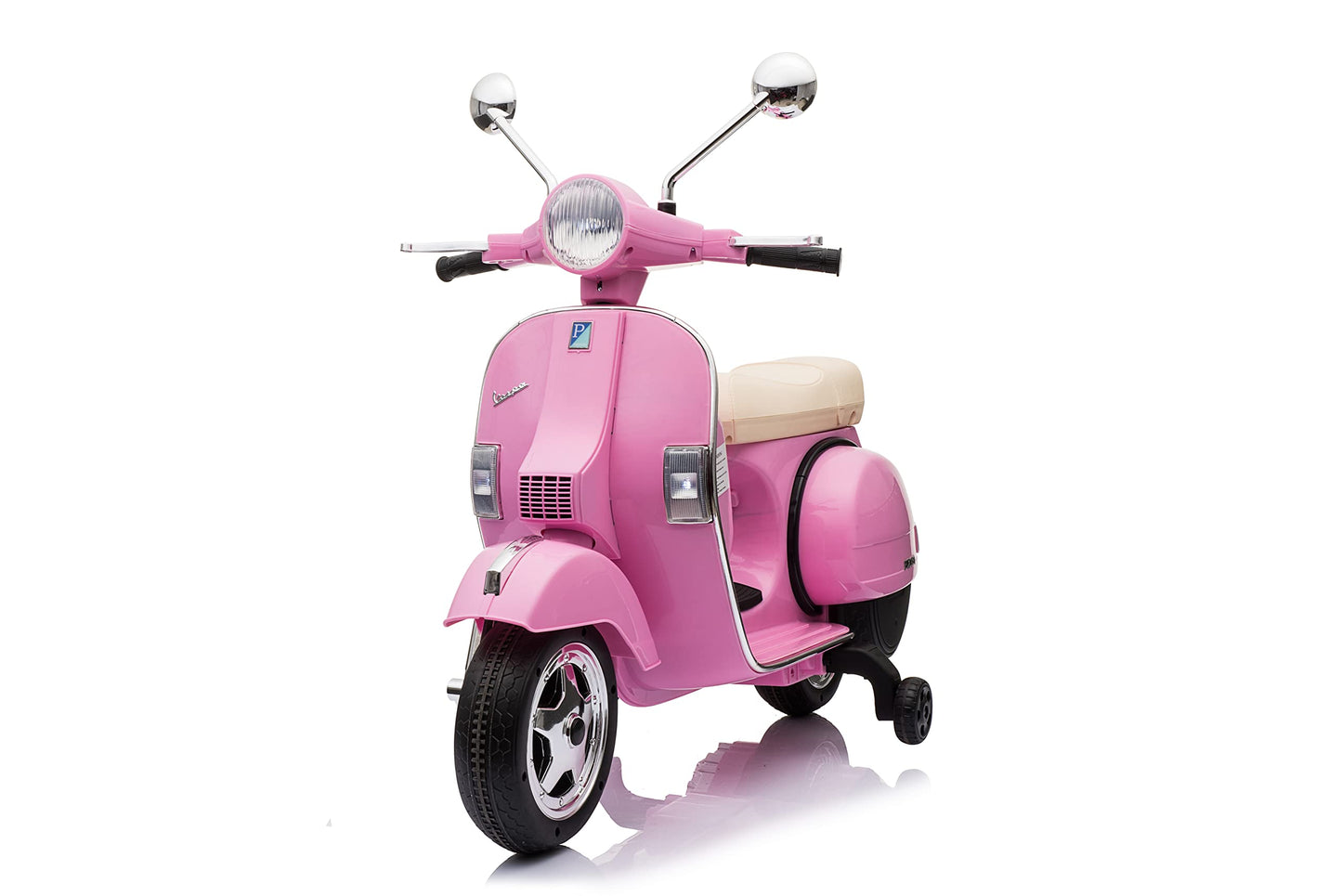 Best Ride On Cars Vespa Scooter, 12V Battery Powered Ride On Car - Electric Scooter for Kids with Leather Seat, Real Lights & Sounds, USB/AUX/SD Slot, Ages 2-5 Years Old, Pink, Large New