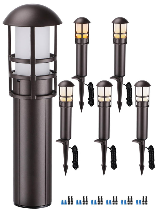 LEONLITE Landscape Pathway Lights, 3W Low Voltage, IP65, Aluminum, 5CCT, Model A-90883, Pack of 6