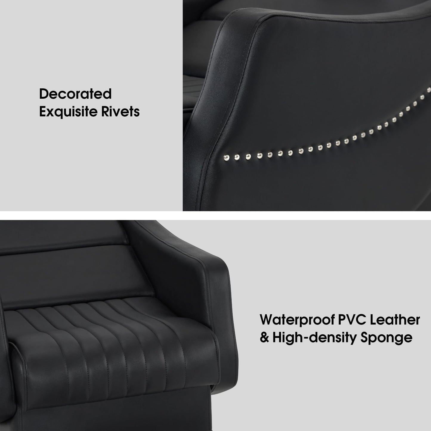 BarberPub Shampoo Backwash Station Chair, Ceramic Shampoo Bowl and Chair Set for Salon with Independent Footrest, Barbershop, Home Salon, Beauty Spa 9115