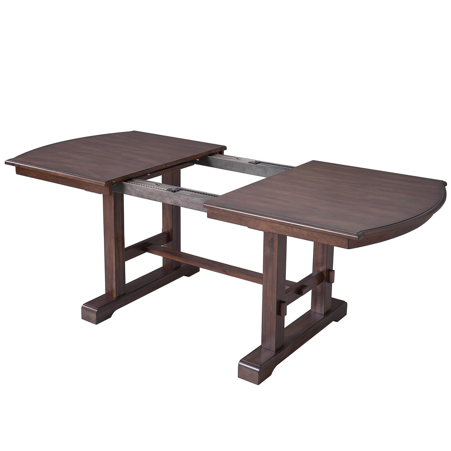 Ball & Cast 60"-78" Extendable Farmhouse Dining-Table for 6-8, Expandable Wooden Kitchen Table with 18" Removable Leaf, Large Retro H-Leg Dining Room Table for 4-8,Space Saving & Sturdy, Cherry