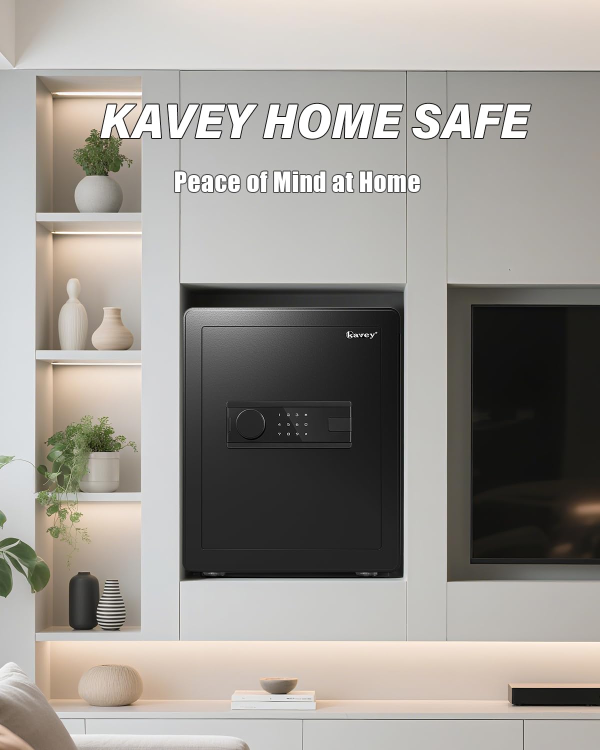 Kavey 2.0 Cub Safe Box, Steel Security Safe and Lock Box with Backlit Touch Screen Keypad, Dual Alarm System, Mute Function and LED Light for Home Office 12.6"D x 14.96"W x 17.72"H