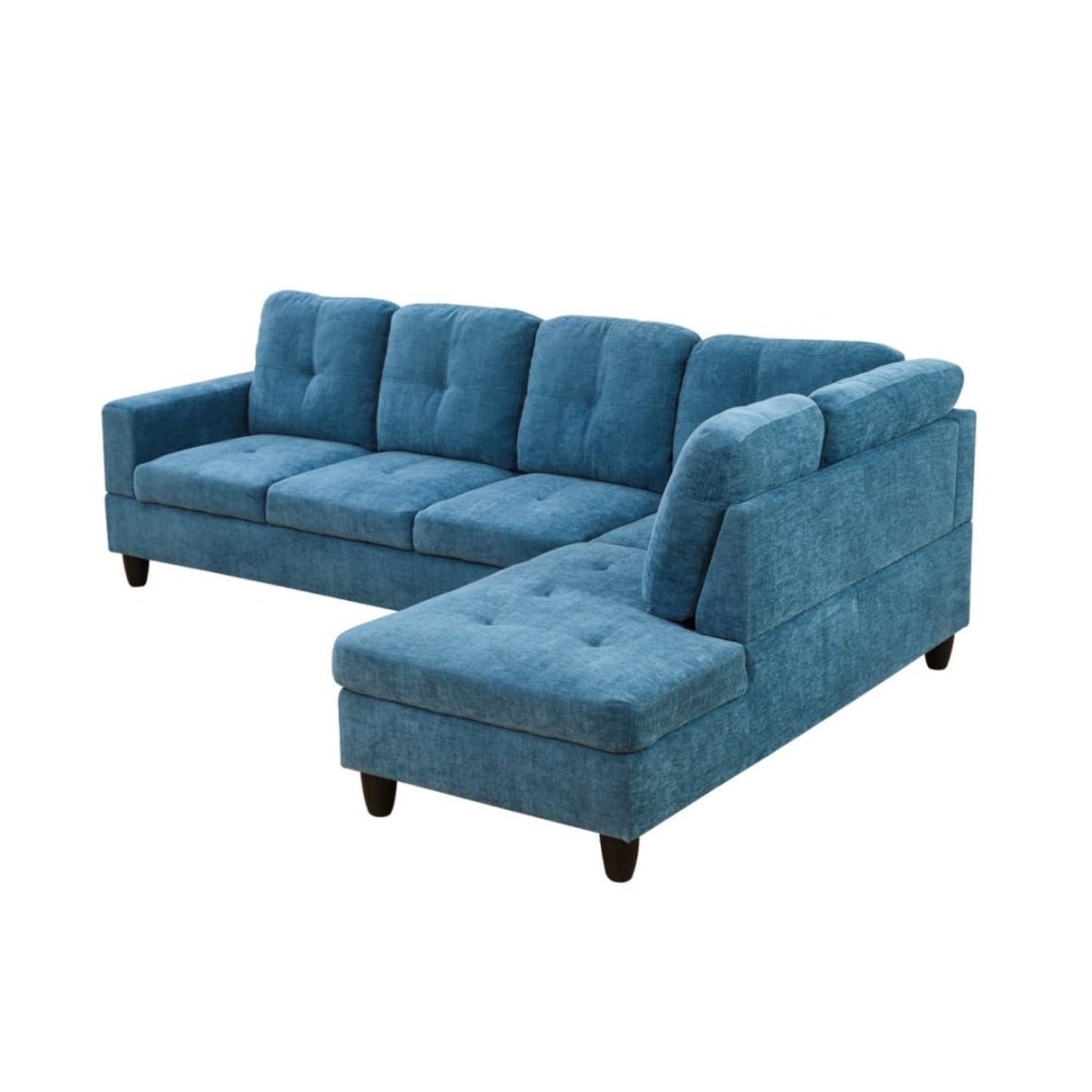 UOCFYK Sectional Sofa Couch with Right Chaise, Flannel L Shaped Couches for Living Room, Office, Apartments, Small Space, Blue