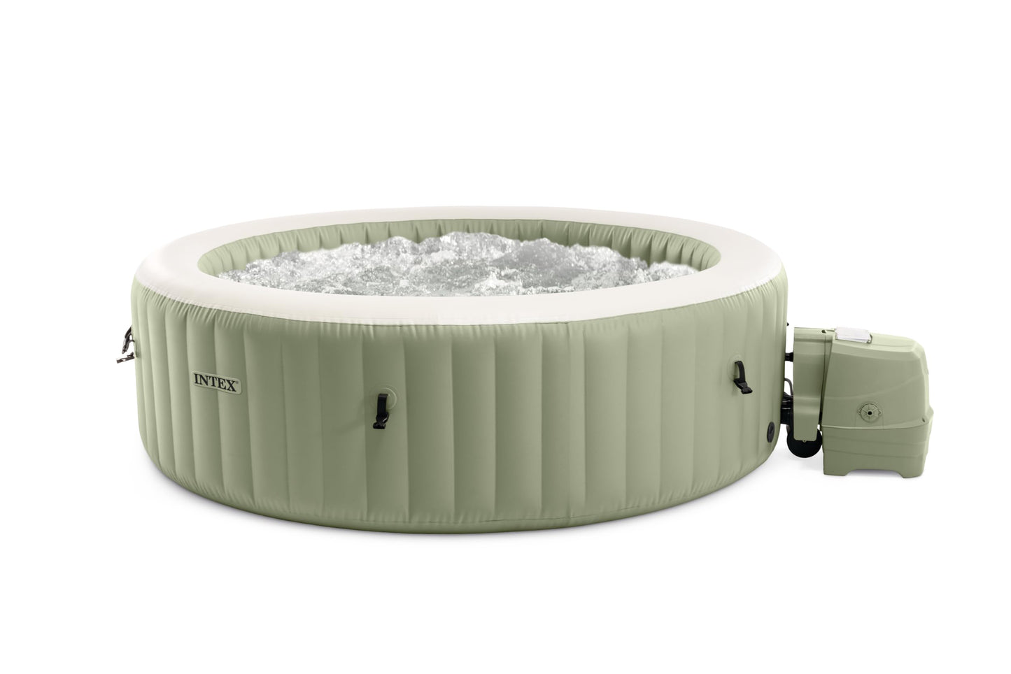 INTEX 28427EG PureSpa Bubble Massage Spa Set Outdoor Inflatable Portable Hot Tub, Includes Energy Efficient Spa Cover, Saltwater System Ready, 6 Person, 85in x 28in