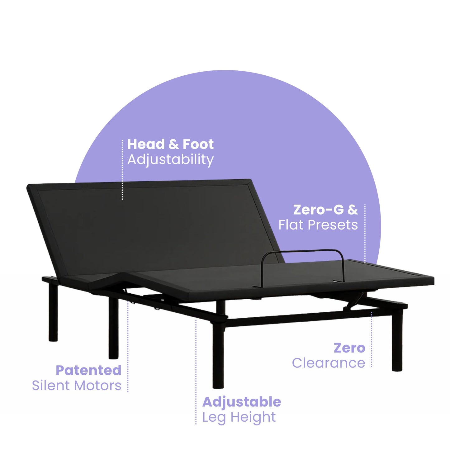 Quest Q2 Adjustable Bed Frame - Zero Gravity, Head and Foot Articulation, Wireless Remote Control, Silent Drive Motors - Multiple (Full)