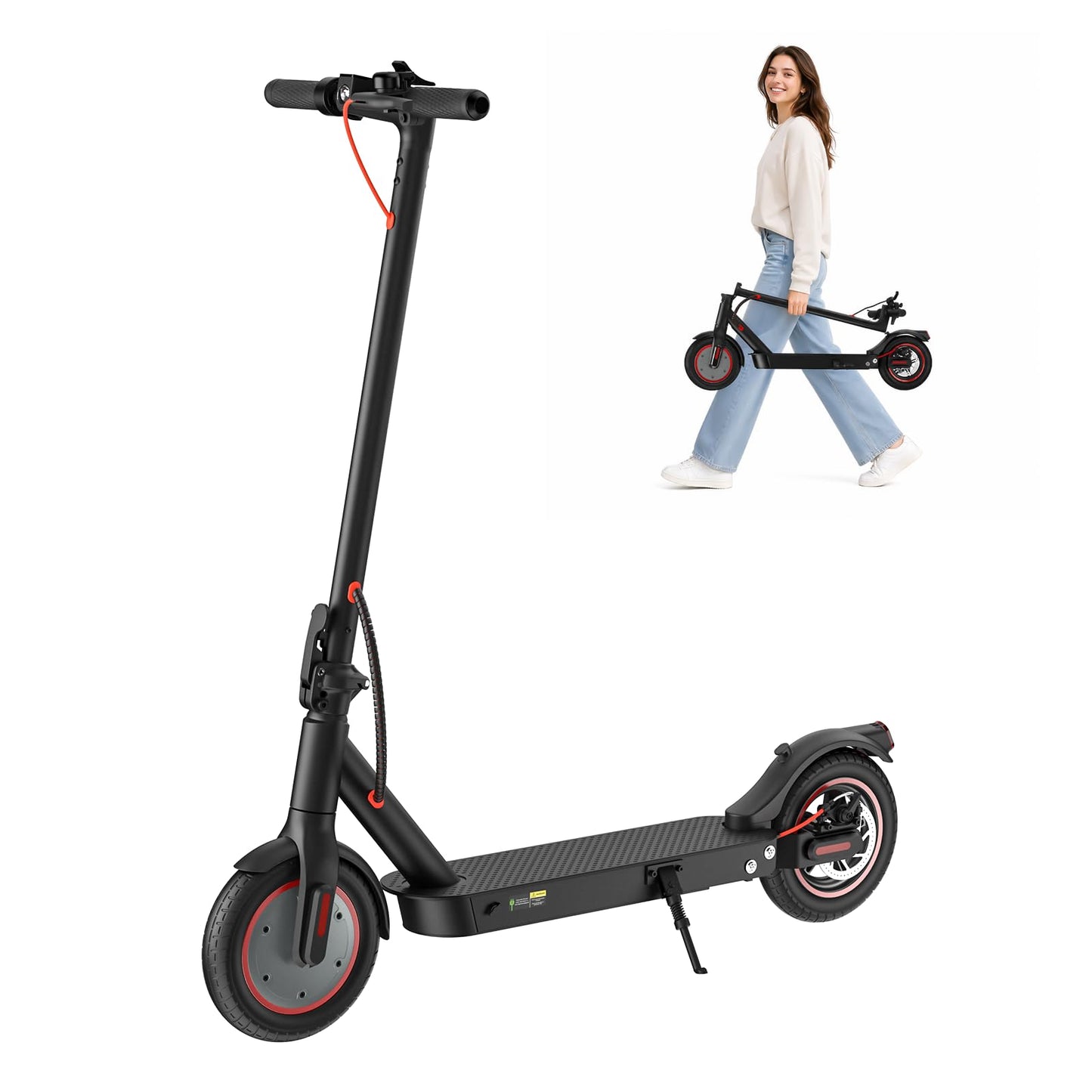 Fcgeoi Electric Scooter, 1000W/500W Powerful Motor, 28/21 Mile Range, 25/21/18 MPH Speed, 10" /8.5" Tire, Foldable Lightweight, App Control EScooter, Commuting Electric Scooter for Adults, Black Max