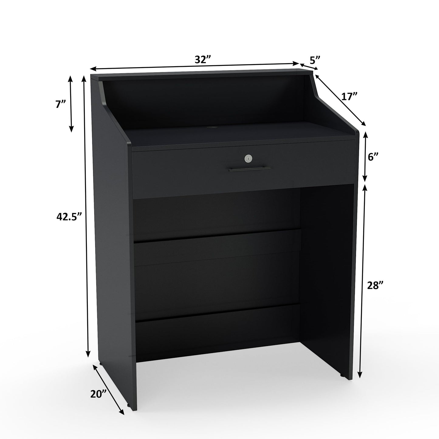 Small Reception Desk with Drawer, 32in Retail Counter, Checkout Stand