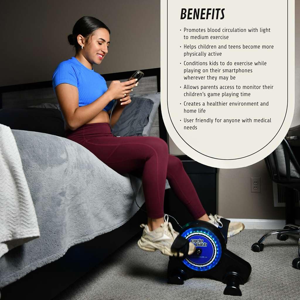 Interactive Stationary Exercise Bike for Kids & Adults – Motion Powered Fitness Device with 6 Games, Bluetooth App, Adjustable Resistance, USB Charging, Family Cardio Trainer