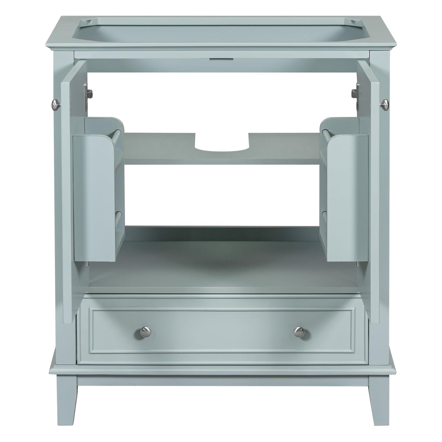 Merax 30" Bathroom Vanity Cabinet Base Only, Painted Solid Wood Frame, Multi-Functional Drawer Dividers, Storage Rack, Green