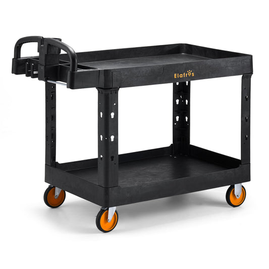 ELAFROS Extra Large Heavy Duty Plastic Utility Work Cart, 43.5 x 24.6 in