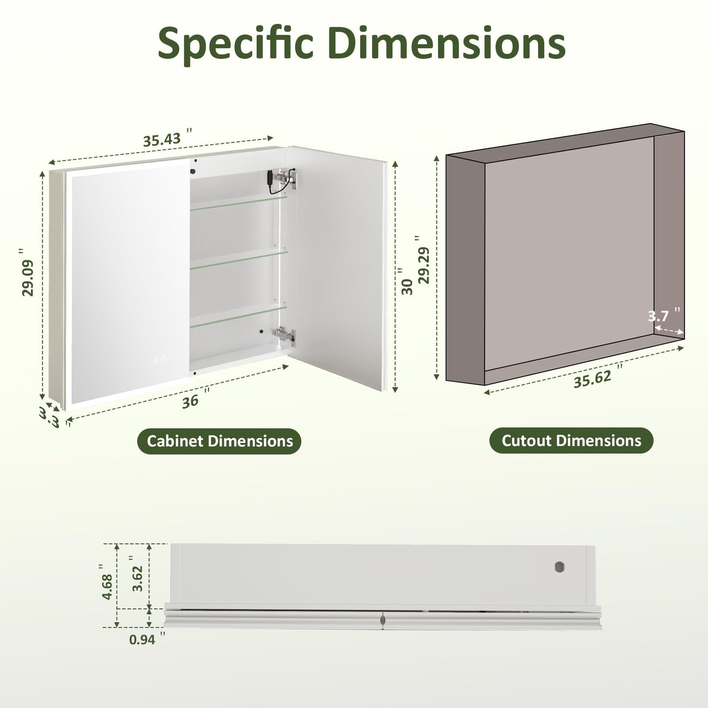 LED Medicine Cabinet Mirror 30x36 IN, Lighted Medicine Cabinet with 3-Colors Dimmable Light, Defog, Medicine Cabinet with Light Built-in 2-Compartment, Sensing Light, 2 Outlets, Recessed or Wall Mount