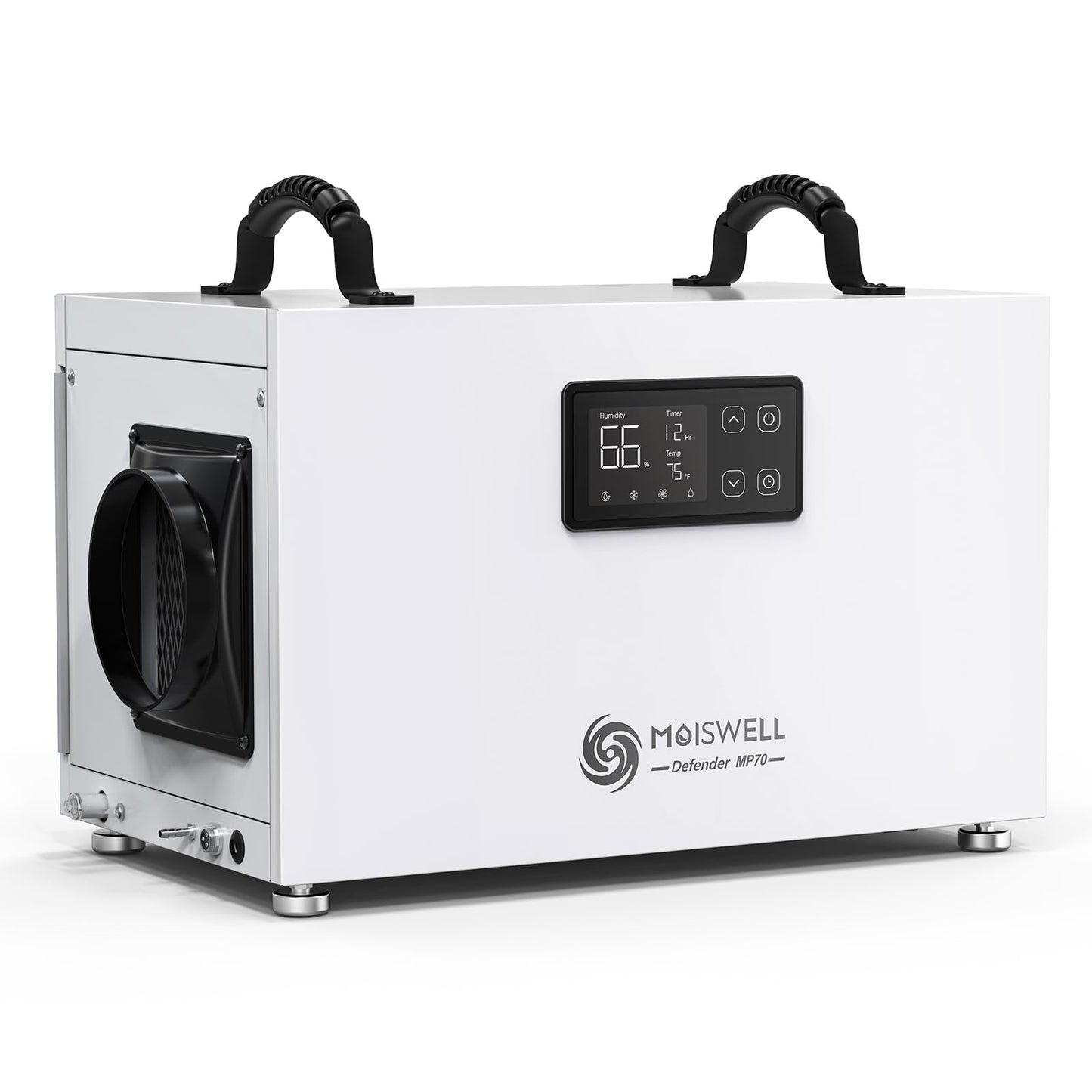 Moiswell 145 Pints Commercial Dehumidifier with Pump, Crawlspace Dehumidifiers with Drain Hose for Compact Tight Basements Large Spaces | MOISWELL Defender MP70