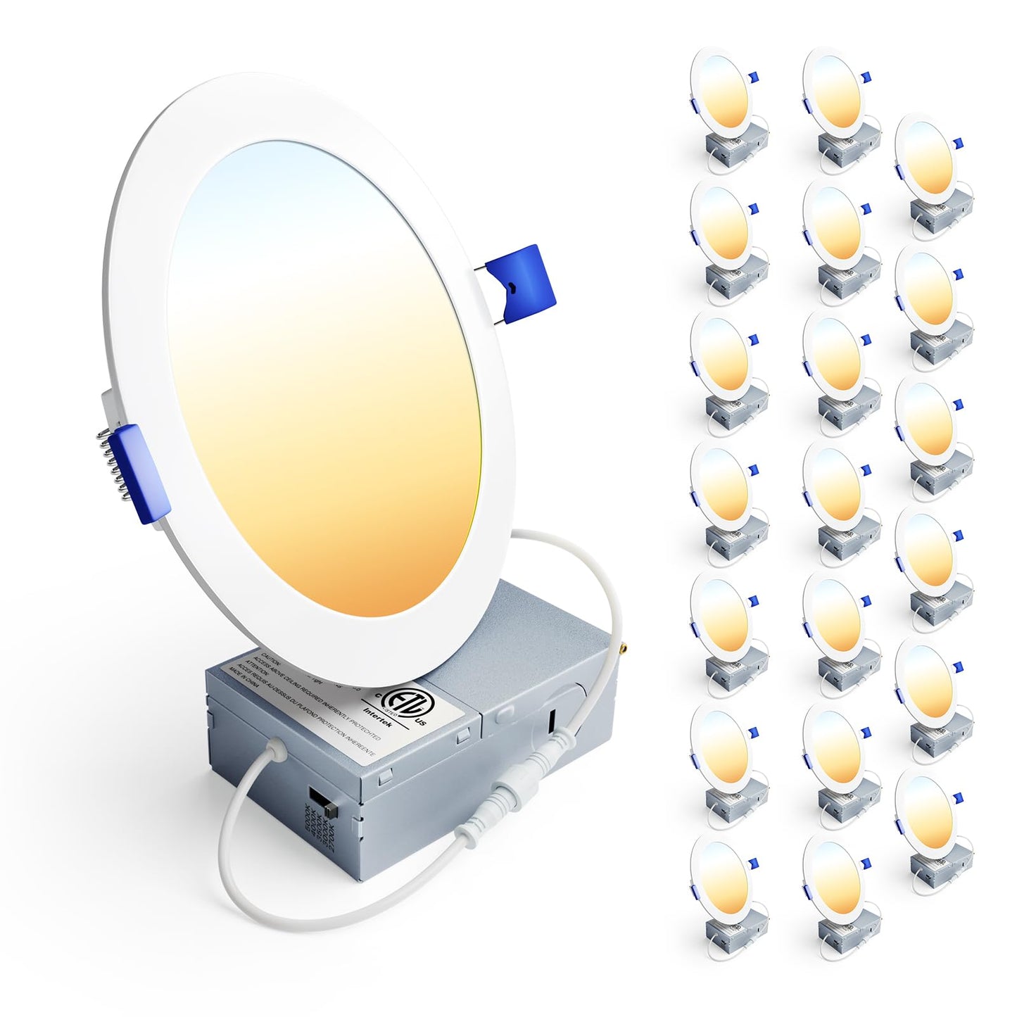 Ensenior 6 Inch LED Recessed Light, Dimmable 2700K-5000K, 1200LM, Ultra-Thin Canless Wafer, Damp Rated,