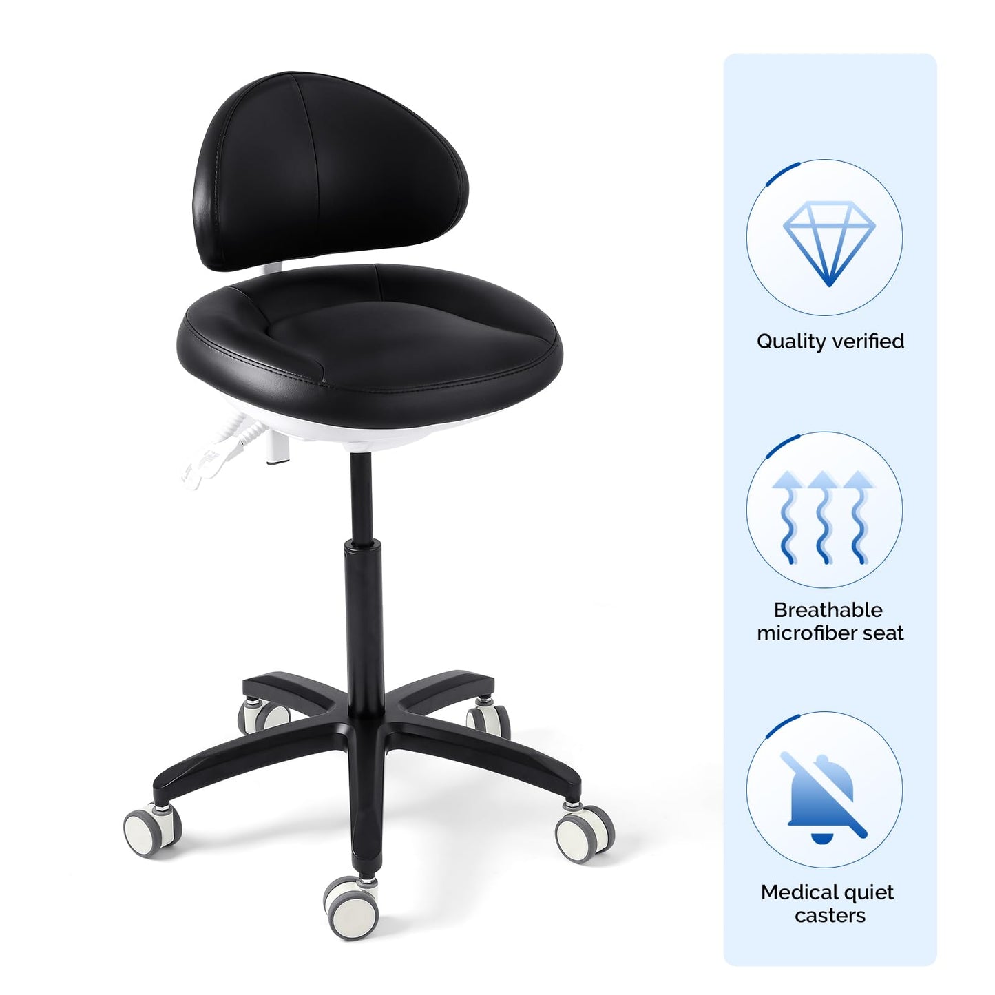 JMU Dental Chair with Back Rest for Medical Clinic Lab, Black