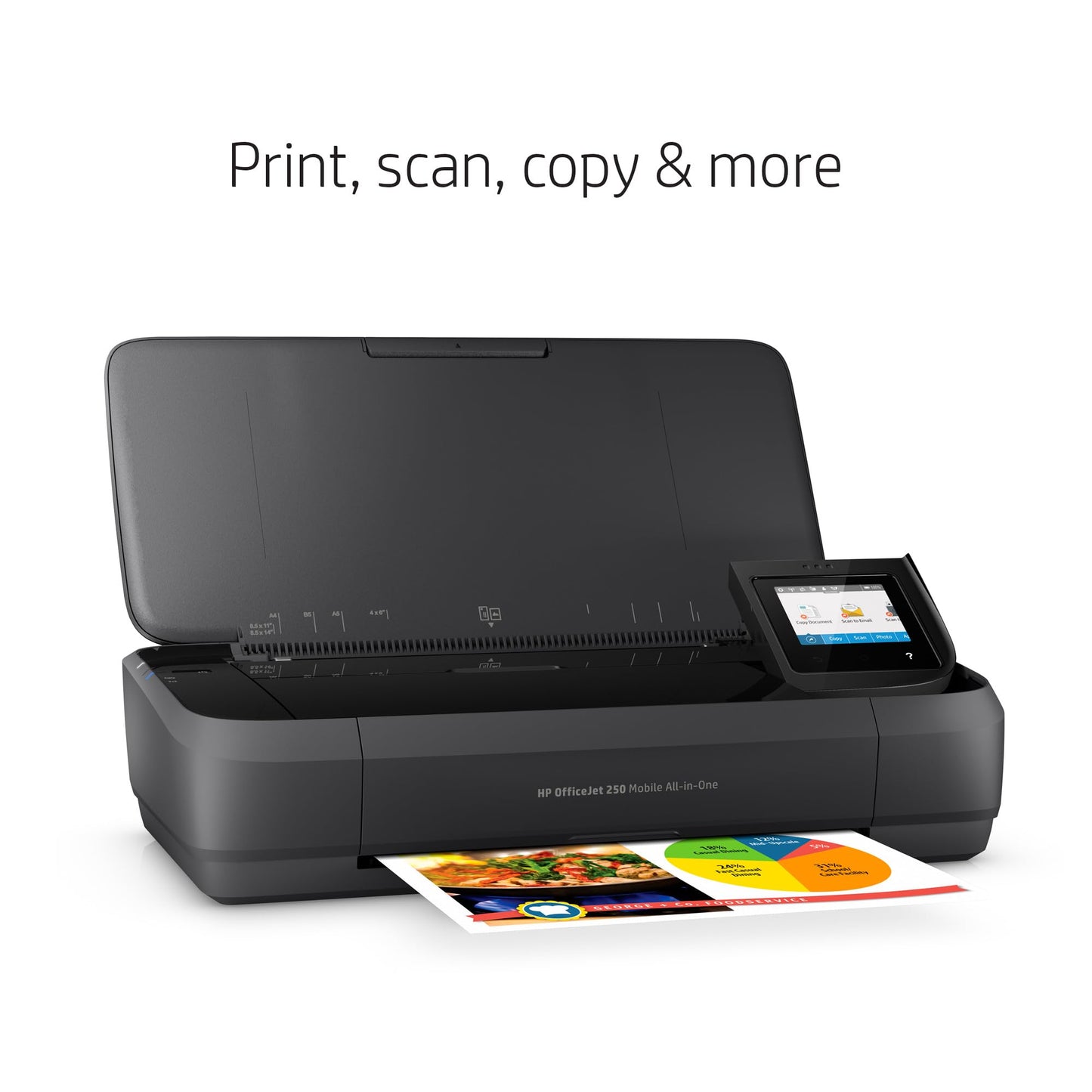 HP OfficeJet 250 Wireless Mobile Printer, Scanner, Copier - Black, Battery Included (CZ992A)