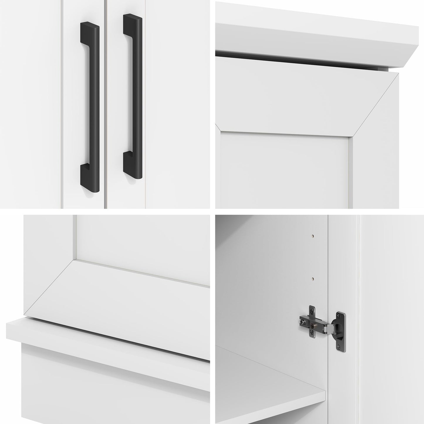 Furinno Robin Storage Cabinet, 5-Tier Pantry Cabinet with Adjustable Shelves, 23W with 2 Shaker-Doors, Kitchen Cabinet, Organization and Storage, for Pantry, Living Room, Home Office, White