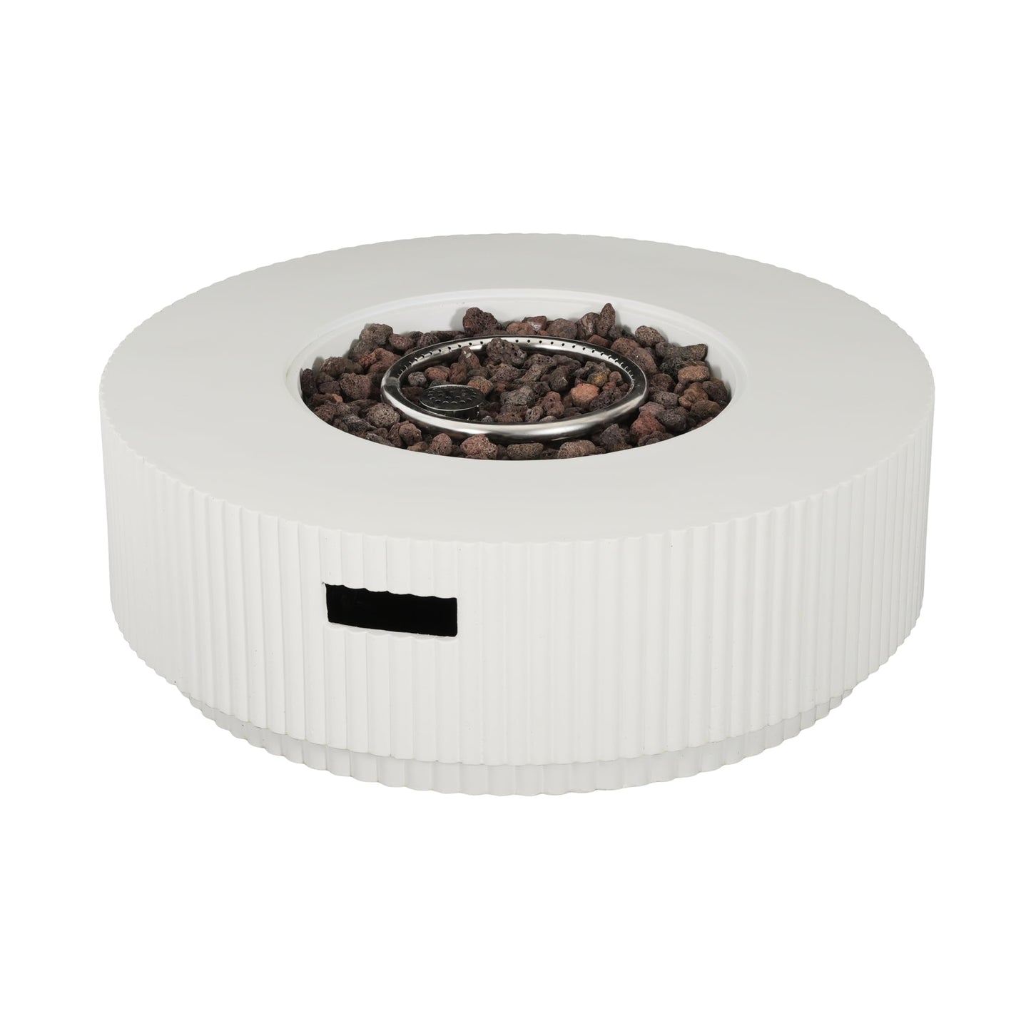 Merax 40,000 BTU Propane Fire Pit Table with Lid, MGO Concrete Outdoor Patio Heater, 2-in-1 Coffee Table with Adjustable Flame, White(Tank Cover Not Provided)