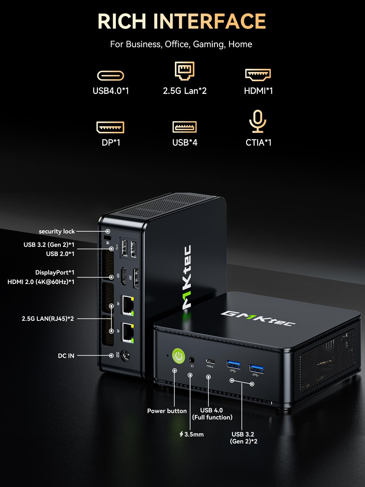 GMKtec M6 Ultra Gaming Mini PC Ryzen 7640HS (Upgraded 6600H/ 6800U), 32GB RAM DDR5 1TB SSD Dual NIC LAN 2.5GbE Desktop Computers Office Home, Triple 4K Display, WiFi 6, USB4, BT 5.2, DP, HDMI 2.0
