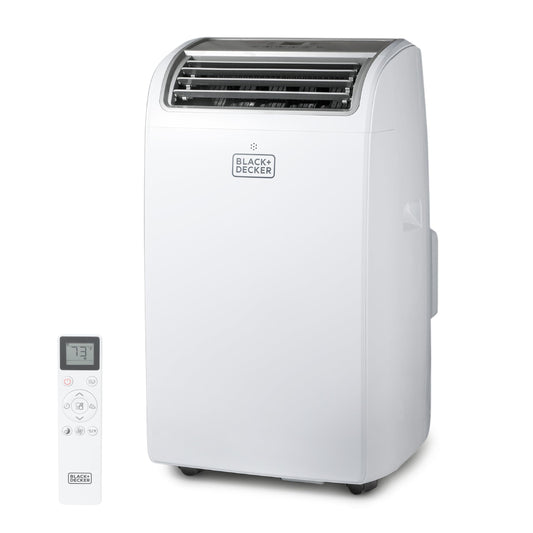 BLACK+DECKER Portable Air Conditioner, 14,000 BTU for Rooms Up To 700 Sq. Ft., Portable AC with Follow Me Remote Control & Window Kit, BPT10WTB, White