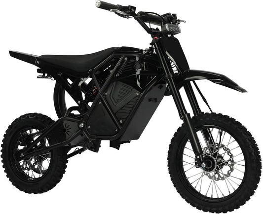 WindoneRide RM7 Electric Dirt Bike for Adults & Teens, 2200W Peak Ebike, 48V 22.5Ah, 37 MPH, 45 Miles, 14"/12" Tire Off-Road Electric Motorcycle, Dual Hydraulic Brakes, Fit Age 13+,Obsidian Black