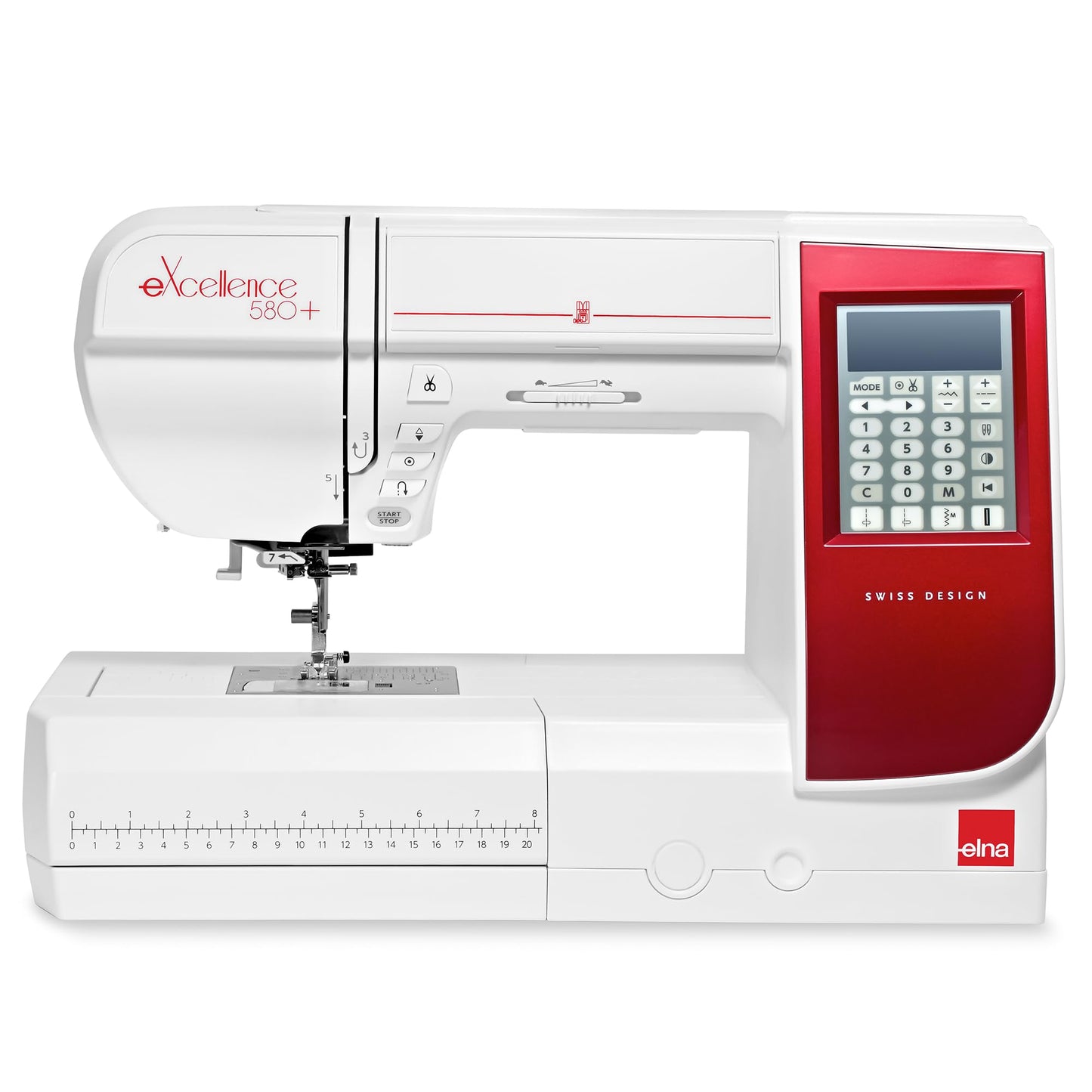 Elna eXcellence 580+ Fashion & Decor edition computerized Sewing Machine w/ 120 Built-in Stitches, Large Sewing Bed (8.2" workspace), 13 included Presser Feet & Extra-Wide Extension Table Included